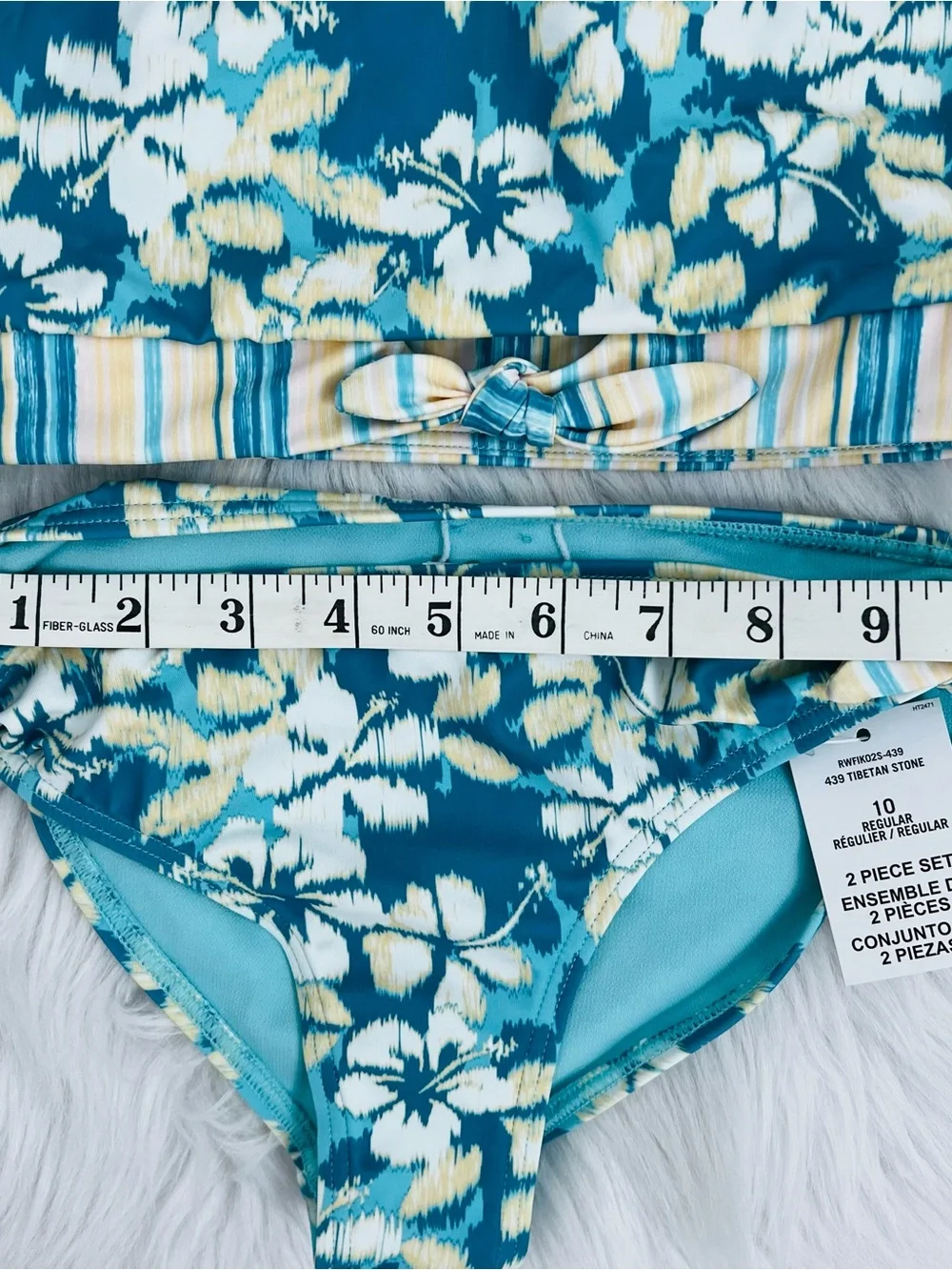 NWT! Girls Hibiscus Mirage Hipster Bikini 2-Piece Swimsuit Sz 10